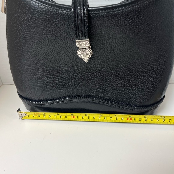 Brighton Ophelia Hobo bucket Pebbled Black Leather Snap Braided long Handle Smal - Picture 4 of 5